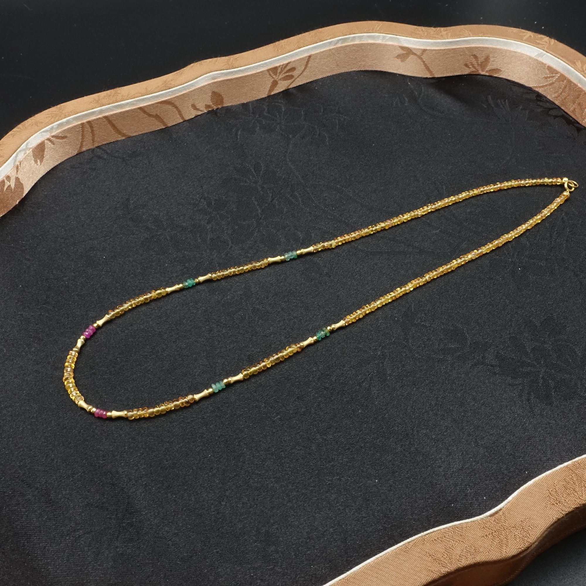 JUSTARRY【橘子洲】18k天然黄蓝宝多宝光面珠项链（定位扣非18k金）