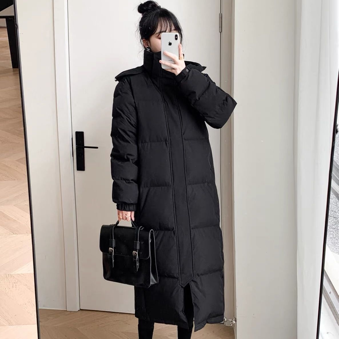 鸭鸭羽绒服男女款2023年新款冬季白鸭绒长款外套情侣过膝加厚宽松