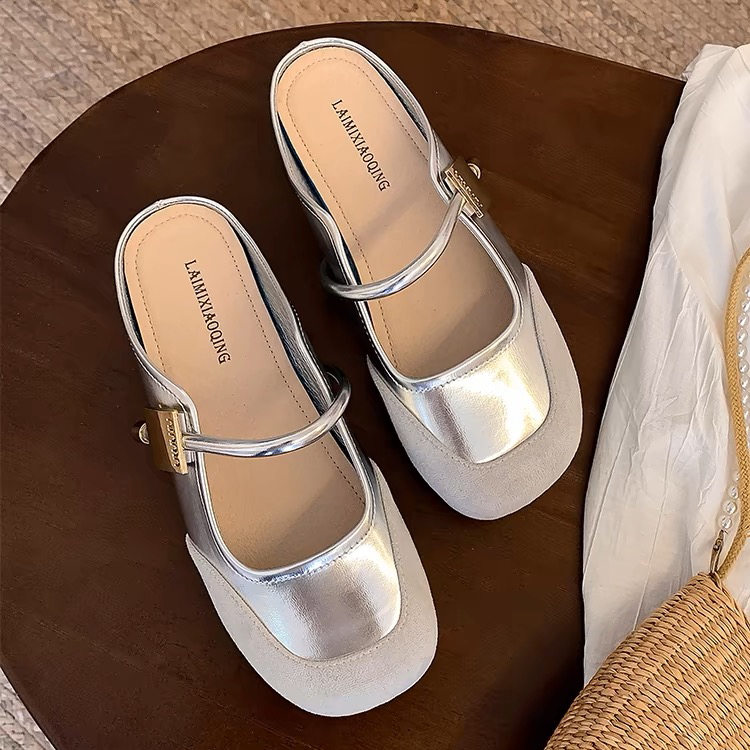 百搭夏季复古夏法式玛丽珍鞋平底时尚仙女风软底凉鞋包头半托女鞋