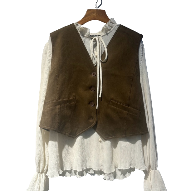 麦寻2024 LJEYQ007新秋款法式衬衣马甲外套两件套装女气质时尚