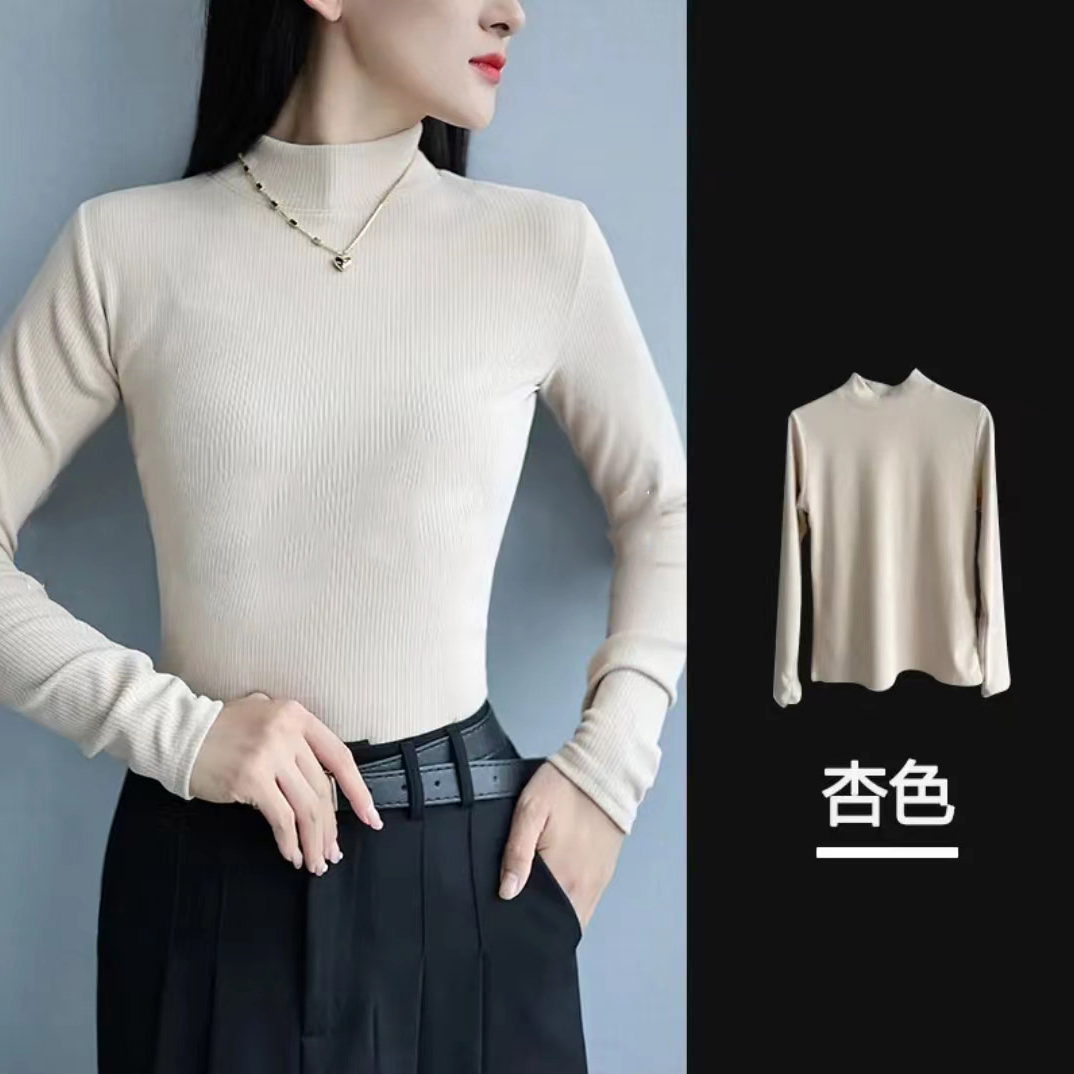 线下108！舒暖绒打底衫女长袖2023秋冬百搭保暖修身内搭半高领洋气