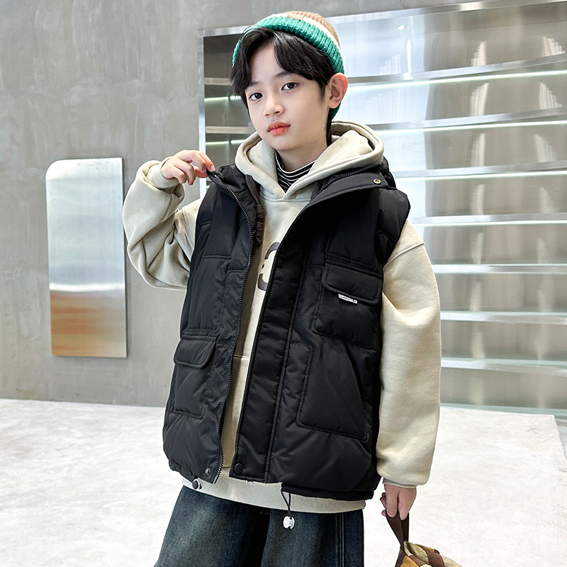 男童冬装马甲外套新款冬季加厚时髦帅气网红潮【QSX】MR6809
