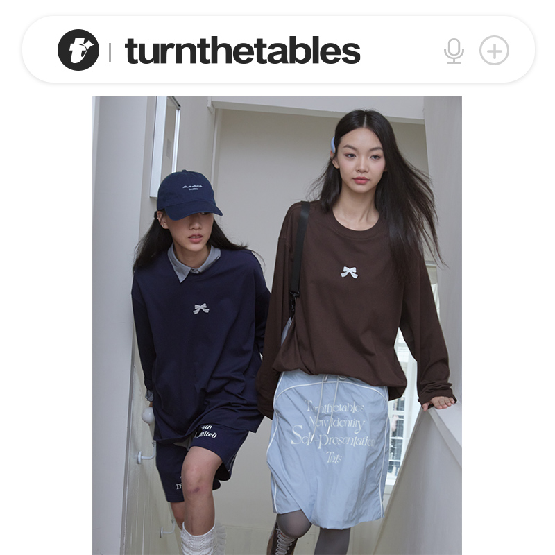 Turnthetables字母标语蝴蝶结长袖T恤