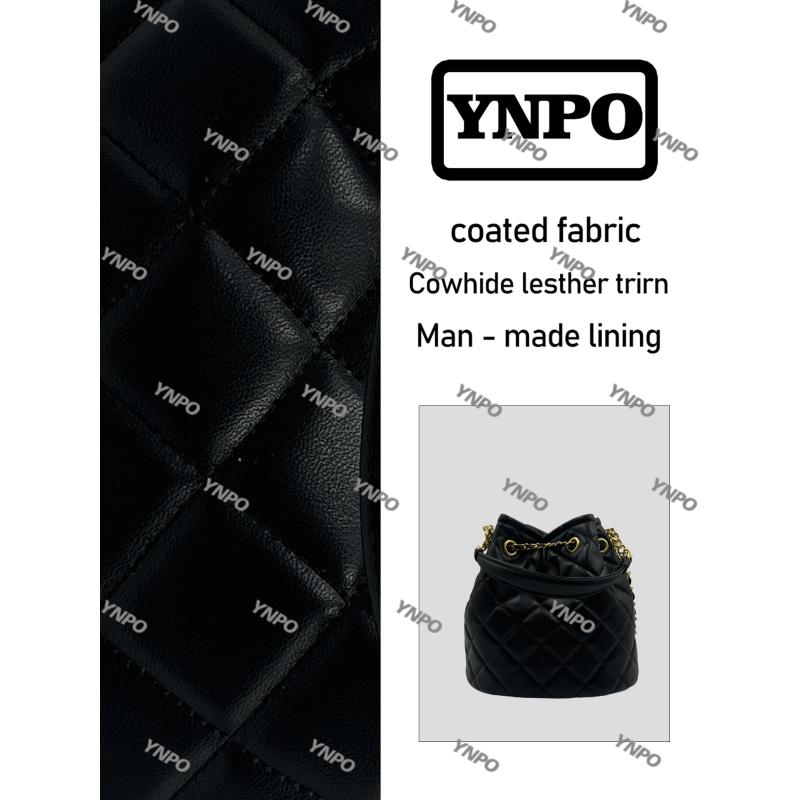 YNPO手工打造真皮女士新款菱格桶A10633黑色金币水桶