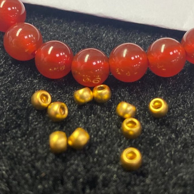 【玖钰黄金】足金999金珠10颗半镯设计款卡3古法十全十美手链