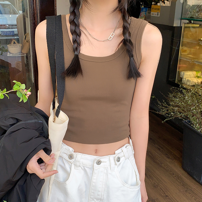 吊带背心内搭短款打底夏季外穿修身白色辣妹纯色露脐显瘦百搭修身