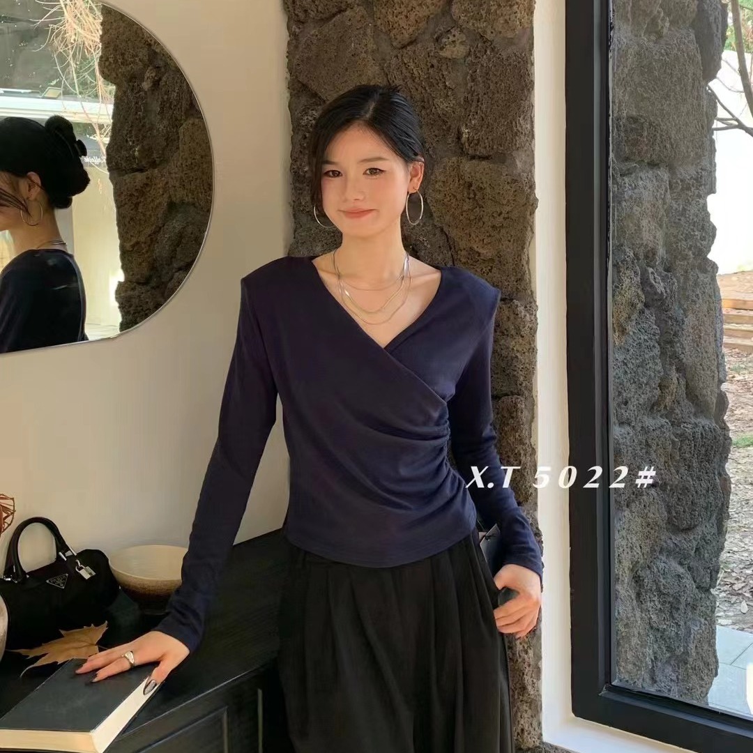 BAIDAJIGCD-十三行新款显瘦百搭时尚洋气修身垫肩气质爆款长袖