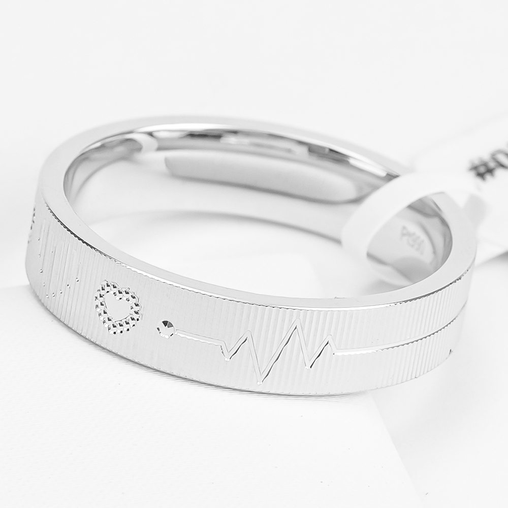 pt990铂金 心电图 亮面新款小众个性戒指CQ1169B