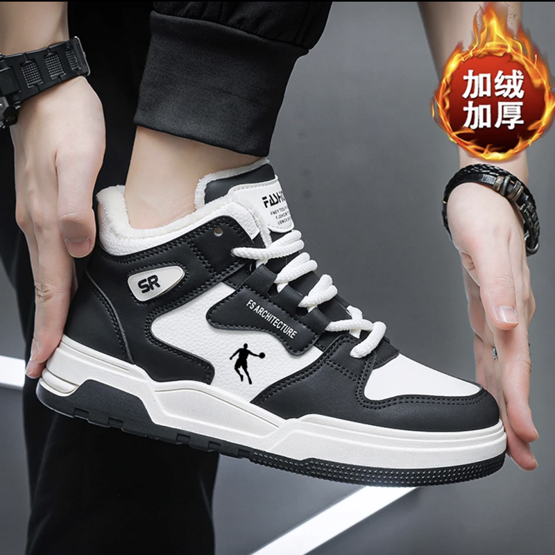 乔男鞋丹运动鞋男女情侣款秋冬中高帮加绒保暖棉鞋休闲百搭跑步鞋