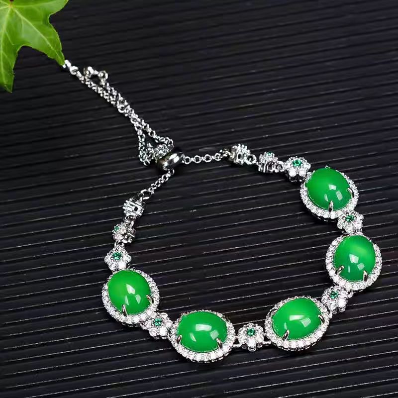 玉髓 【H84】复古气质绿色手链精美显白手链女款可调节手链