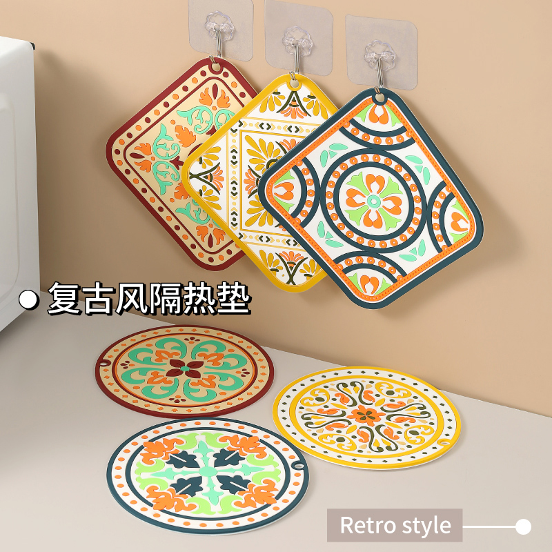 复古餐桌隔热垫硅胶防烫防滑家用厨房耐高温防油锅碗垫杯垫桌垫子