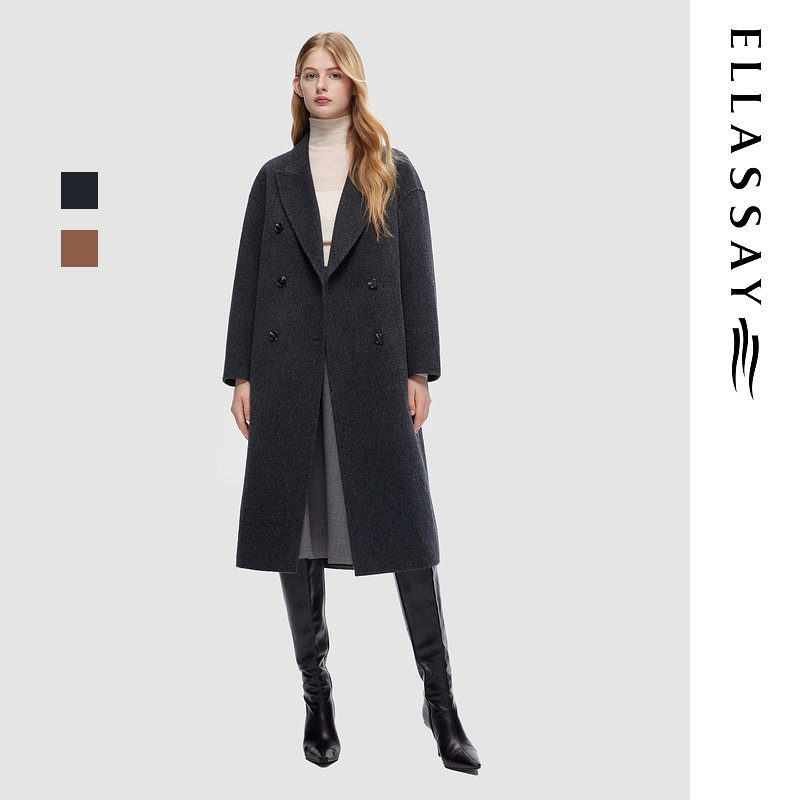 ELLASSAY歌力思2024秋冬新款时尚潮流毛呢大衣女EWD354D02400