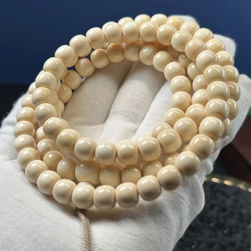 猛犸牙老型桶珠108颗天然无漂色