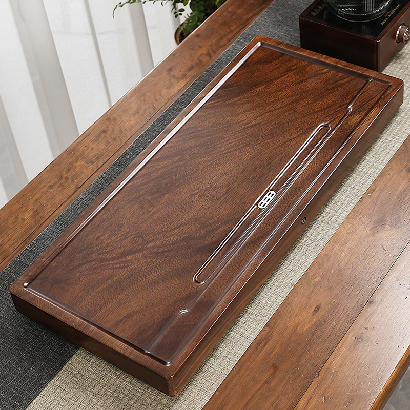 胡桃实木茶盘整块一体带排水式木制茶台家用功夫茶具茶杯托盘茶海