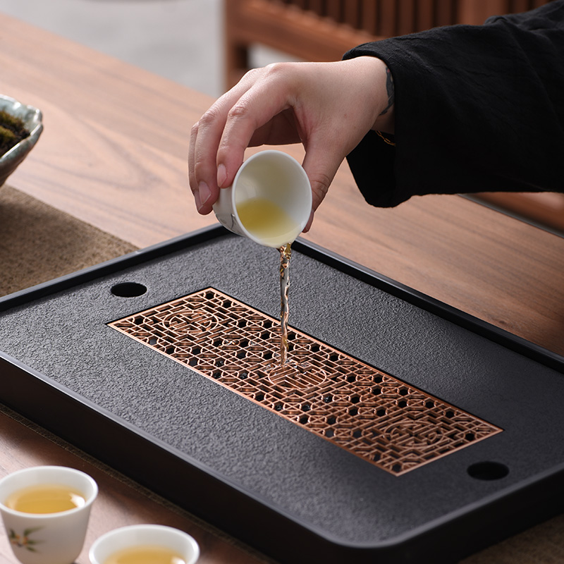 家用日式干泡台茶盘沥水专用简约储排茶台陶瓷轻奢茶托盘茶海茶具