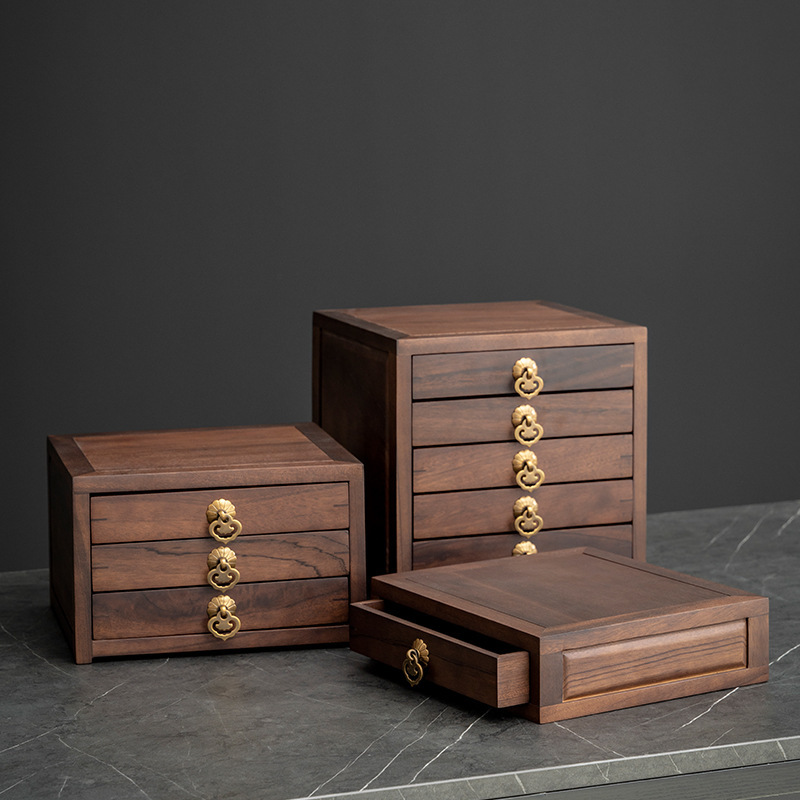 胡桃实木普洱茶盒茶饼收纳盒家用中式赏茶盘高档茶道茶具零配件