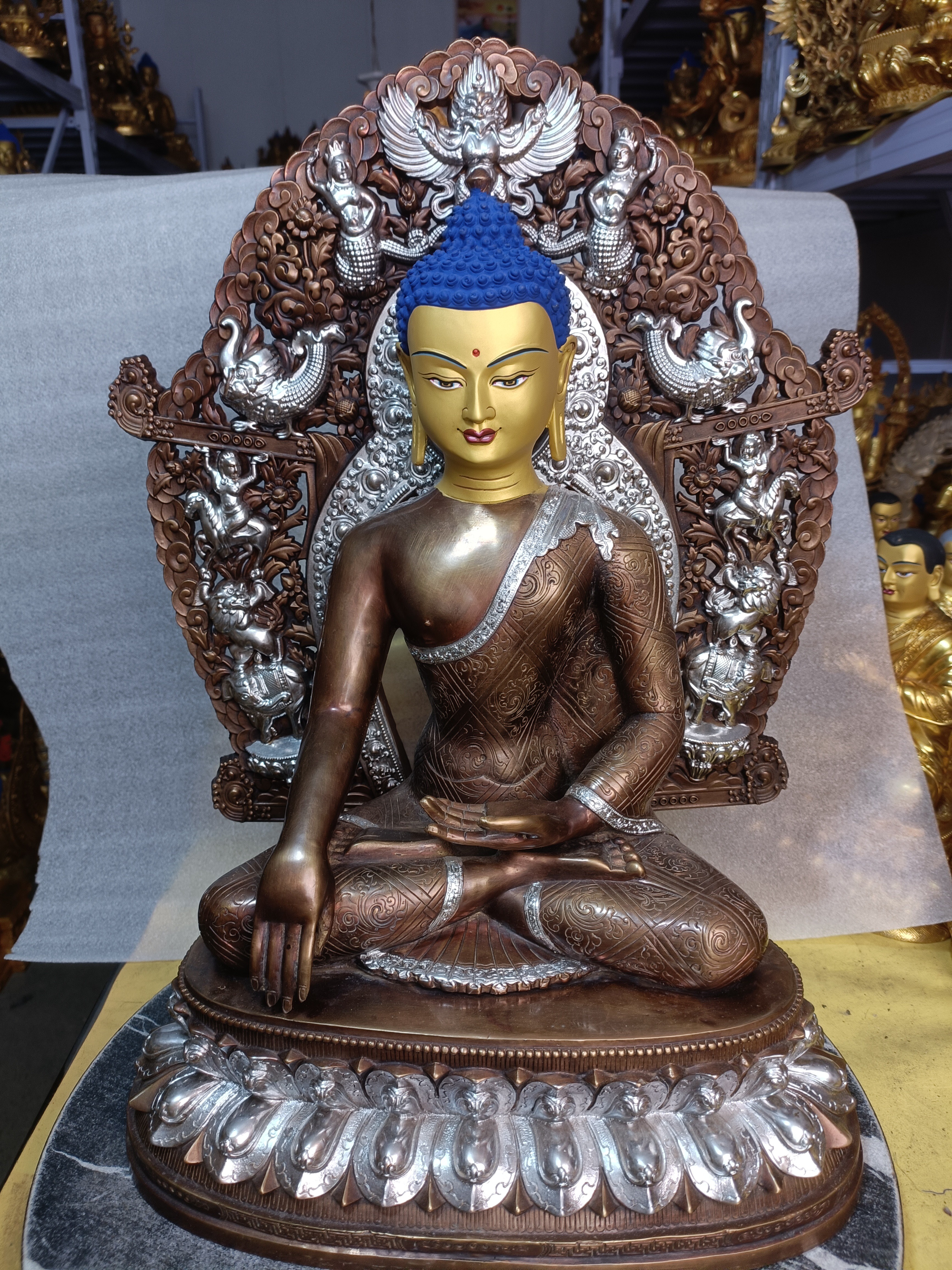 藏传密宗供奉15寸阿弥释迦药师铜像摆设摆件中式神像雕塑工艺品