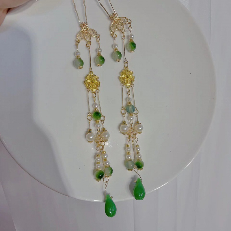 仿玉石U型发簪烟雨江南国风发饰女发钗高级感汉服新款头饰