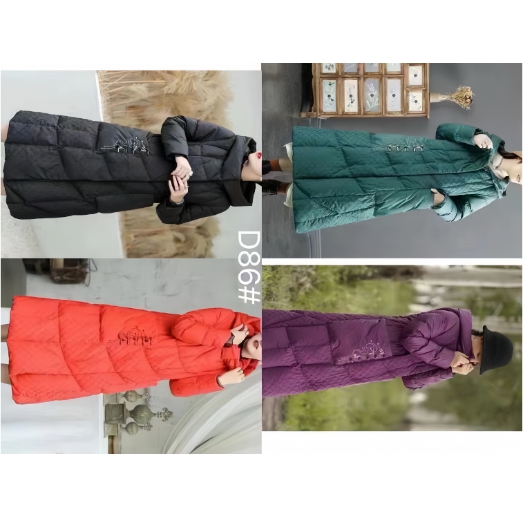 新中式冬季刺绣盘扣复古连帽过膝冬装女