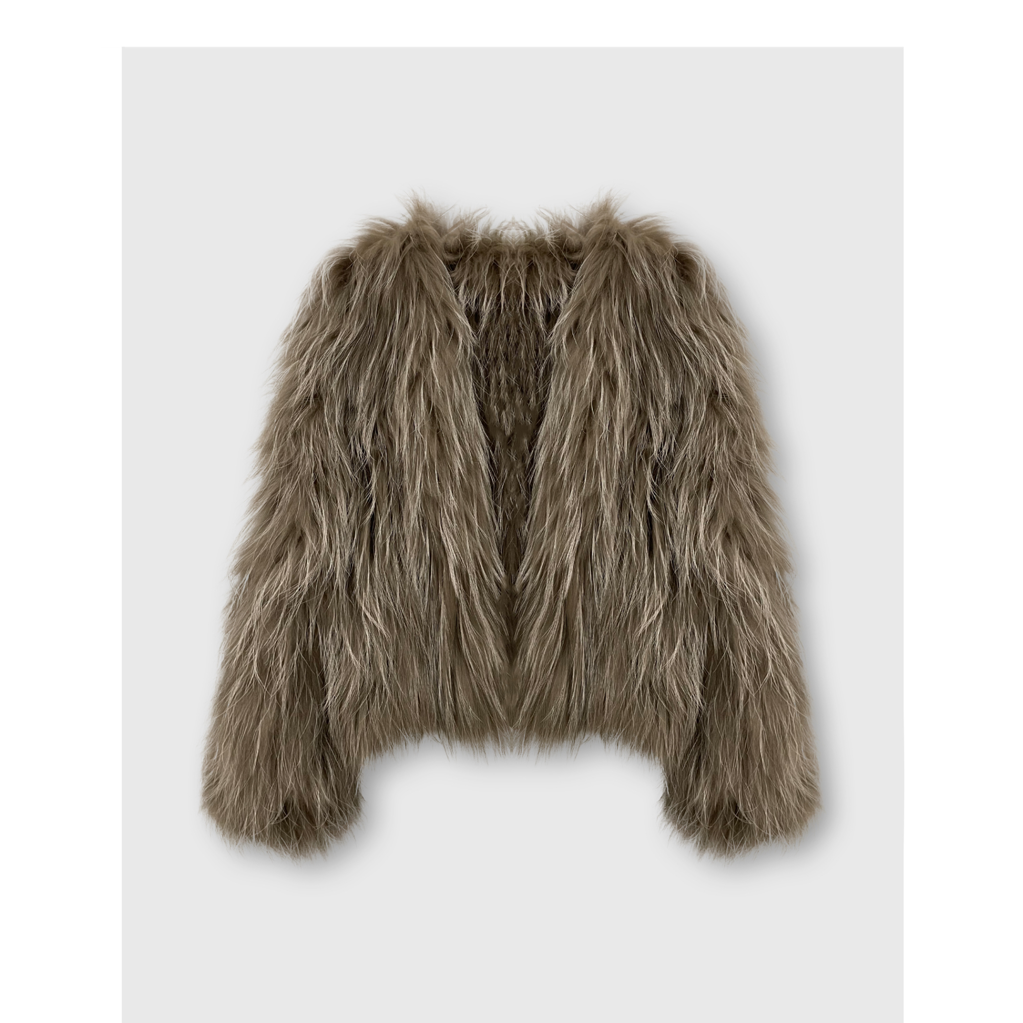 轻奢短外套双面貉子毛编织外套