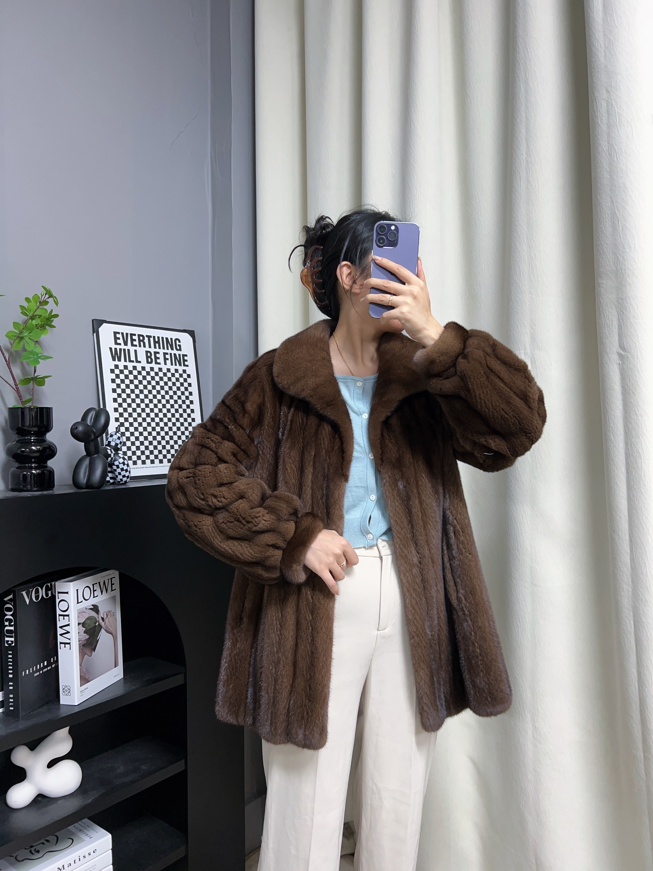 “少女复古风”进口紫标天鹅绒水貂皮草女整貂外套年轻貂皮大衣全抽