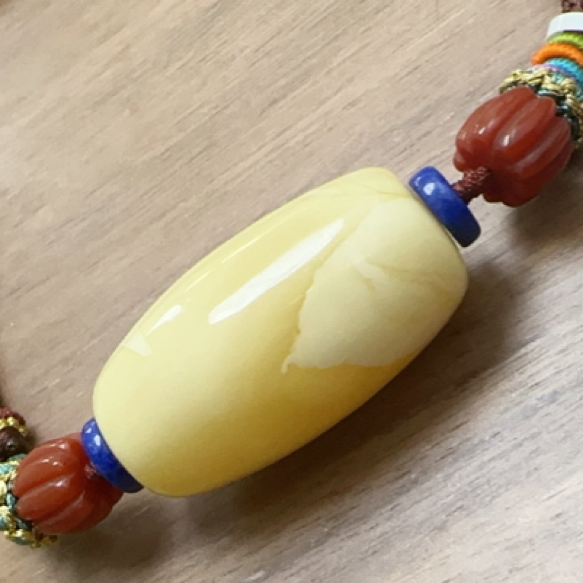 天然原矿蜜蜡桶珠锁骨链