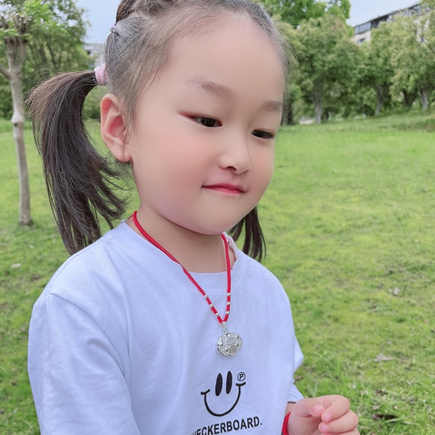 吊坠足银 999足银平安锁儿童大人项链民族风编织绳吊坠节日礼物