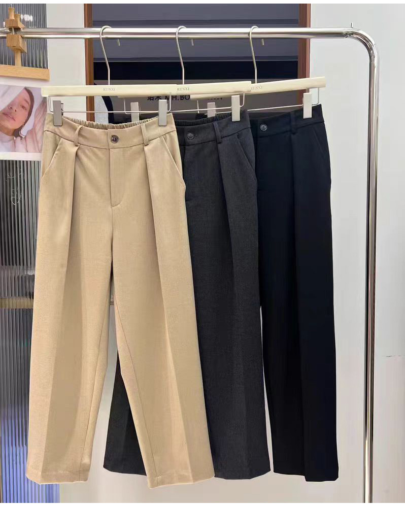 简伊精选 2024秋冬高腰显瘦小西裤松紧腰休闲裤