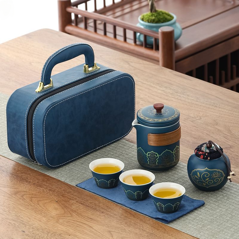 便携式旅行茶具户外泡茶包陶瓷外出携带式茶具快客杯组餐具茶杯