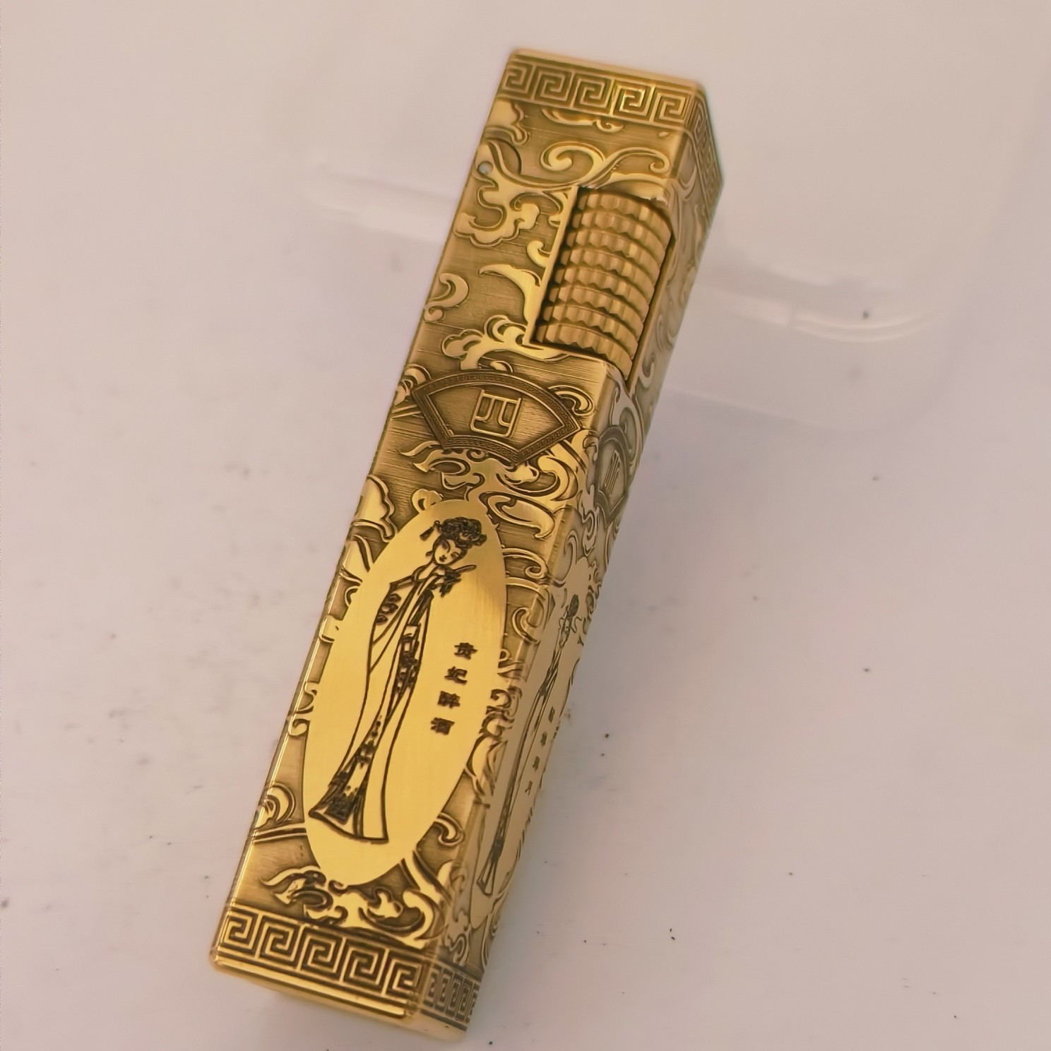 纯铜金条式四大美女五面精雕煤油打火机