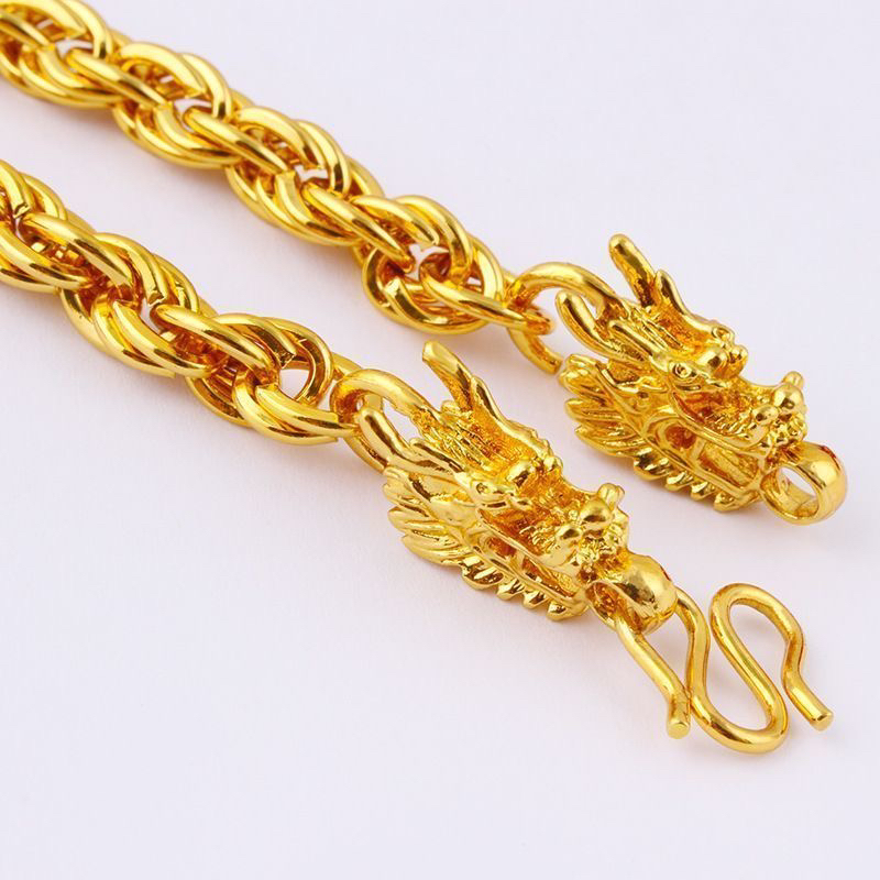 铜合金项链 铜合金项链男士百搭麻花项链金色霸气时尚送男友首饰