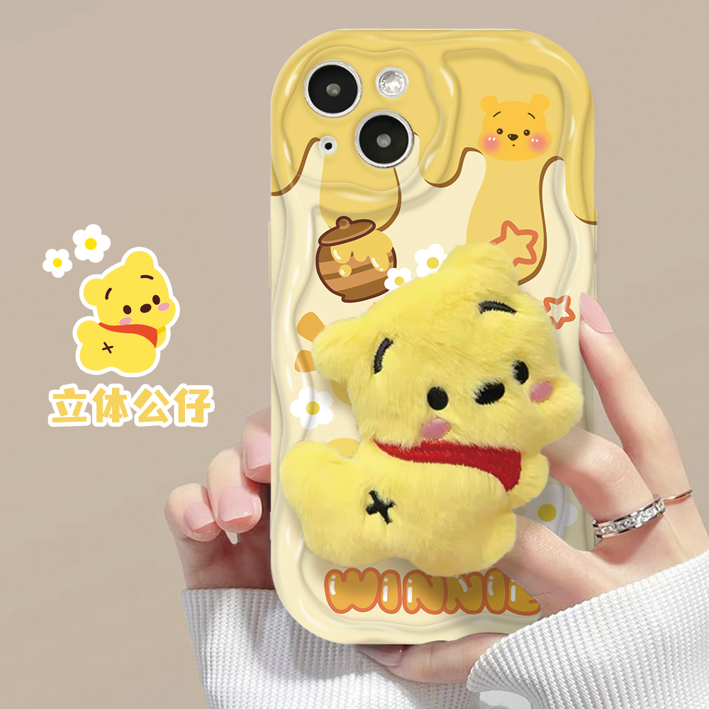 适用苹果/华为/OPPO/VIVO/小米F 卡通毛绒维尼全包防摔手机壳女款