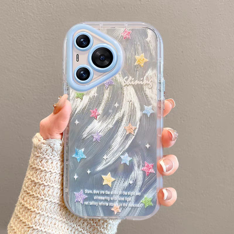 彩色星星适用iphone15/14/13时尚华为vivo小米oppo手机壳爆款女生