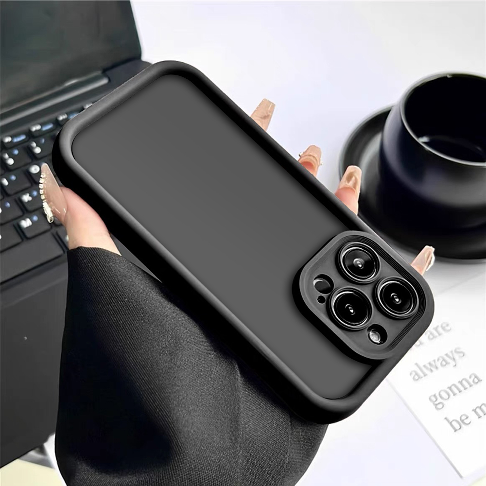 适用苹果/华为/OPPO/VIVO/小米F 简约全包防摔黑色手机壳保护套女