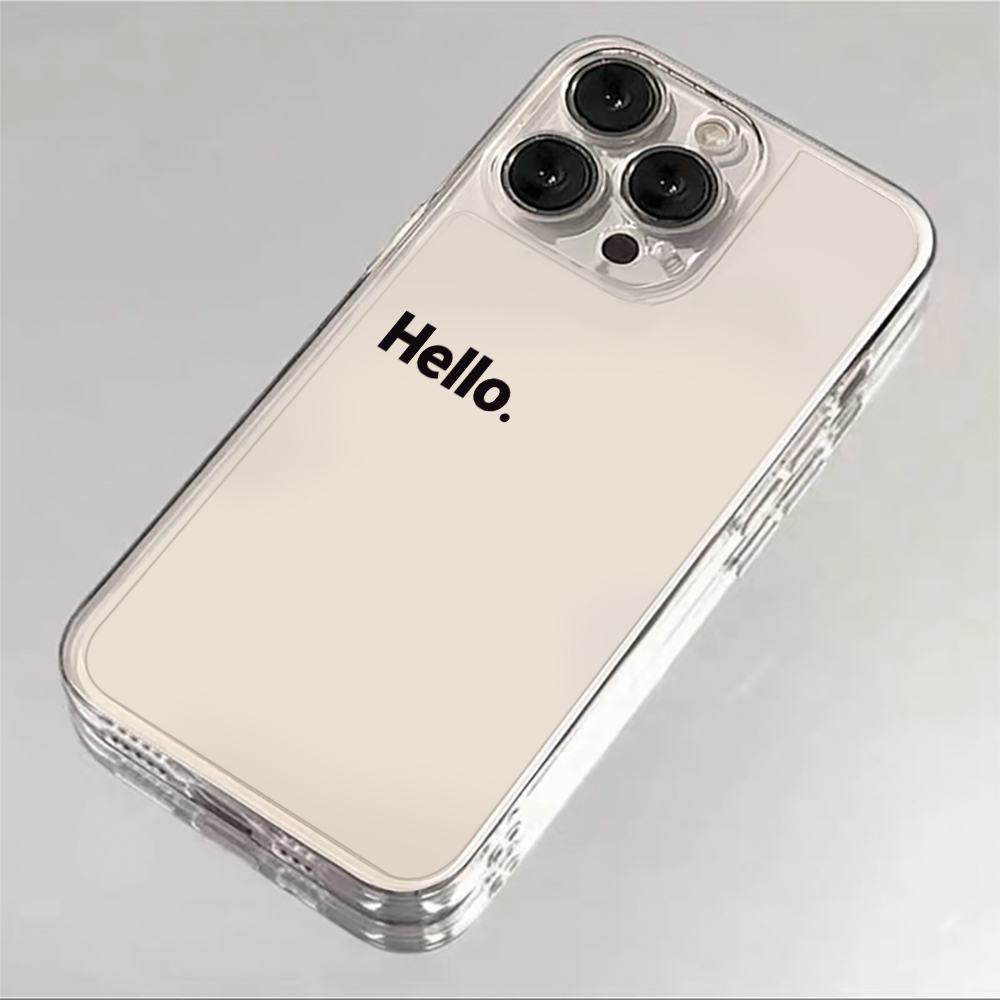 适用苹果/华为/OPPO/VIVO/小米F ins简约hello透明保护壳全包个性