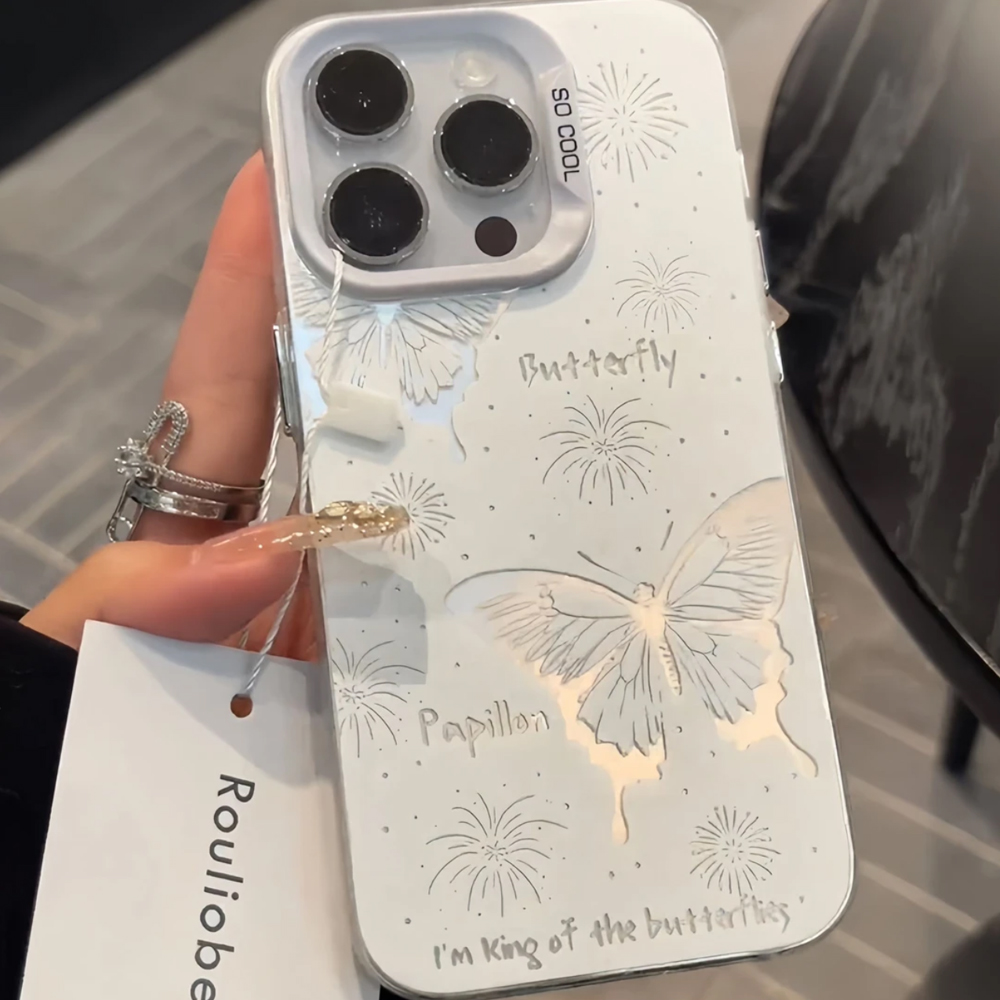 清新蝴蝶适用iphone15/14/13苹果手机壳华为vivo小米透明保护壳女