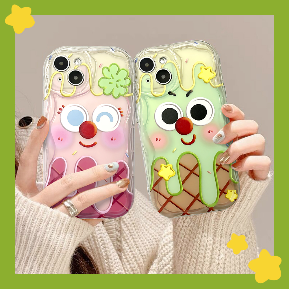 适用苹果/华为/OPPO/VIVO/小米F 趣味冰淇淋可爱透明情侣手机壳女