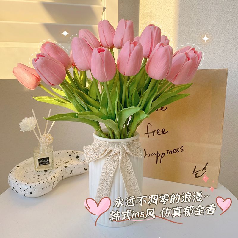ins郁金香 仿真花高档客厅假花摆设花束花艺装饰餐桌干花家居摆放