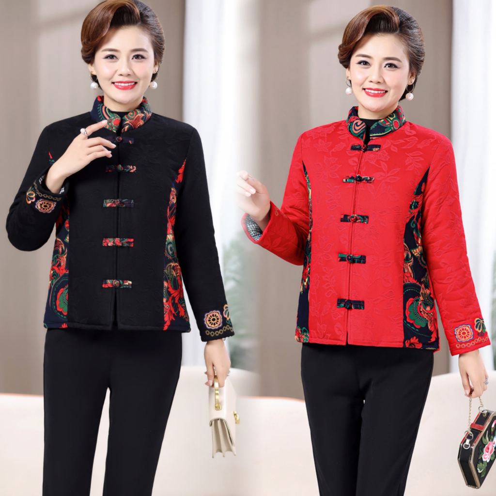 秋冬新款复古中国风唐装棉衣绣花中式妈妈装民族风棉袄外套小个子