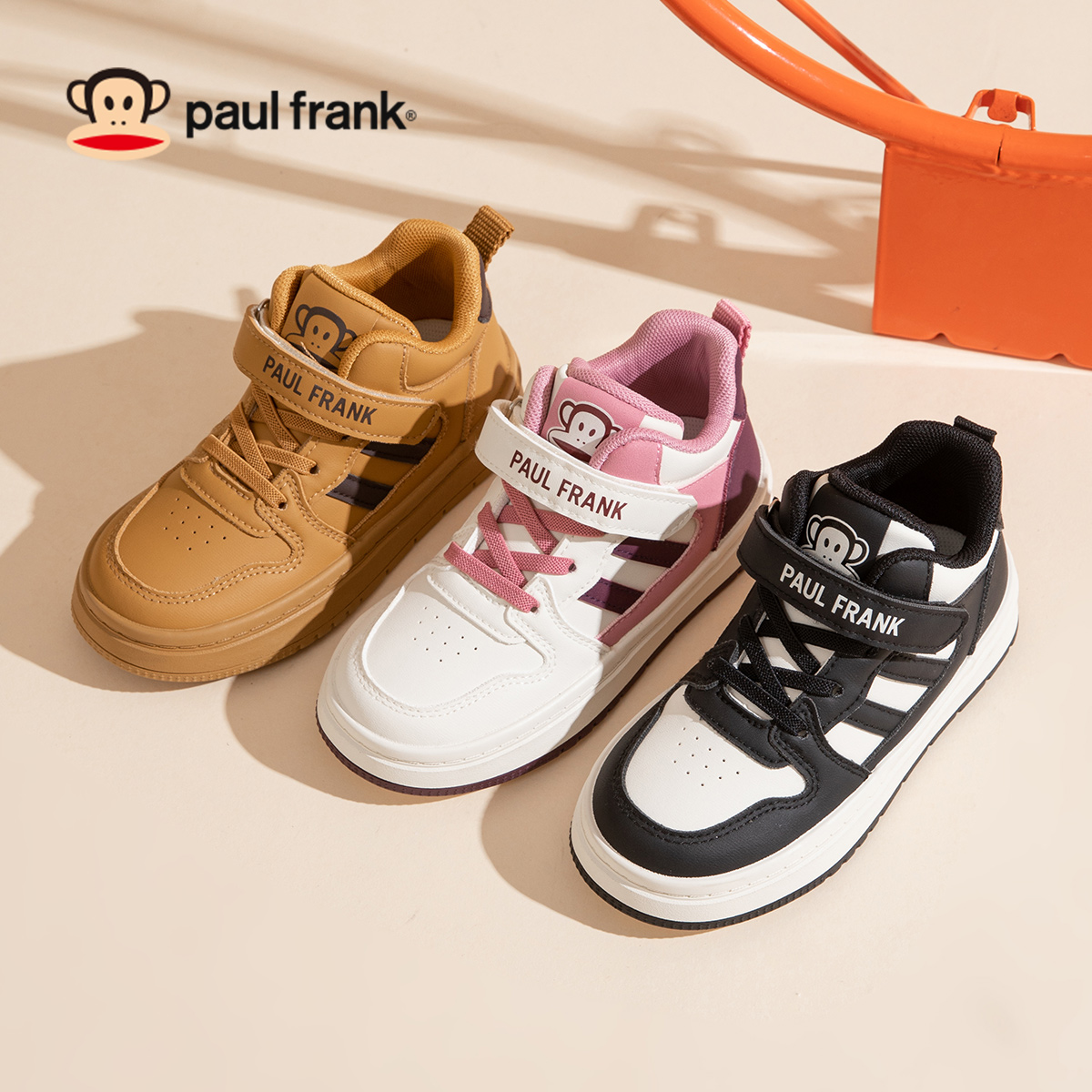 大嘴猴童鞋男童学生板鞋2024春秋新款中帮女童运动鞋防滑小白鞋潮