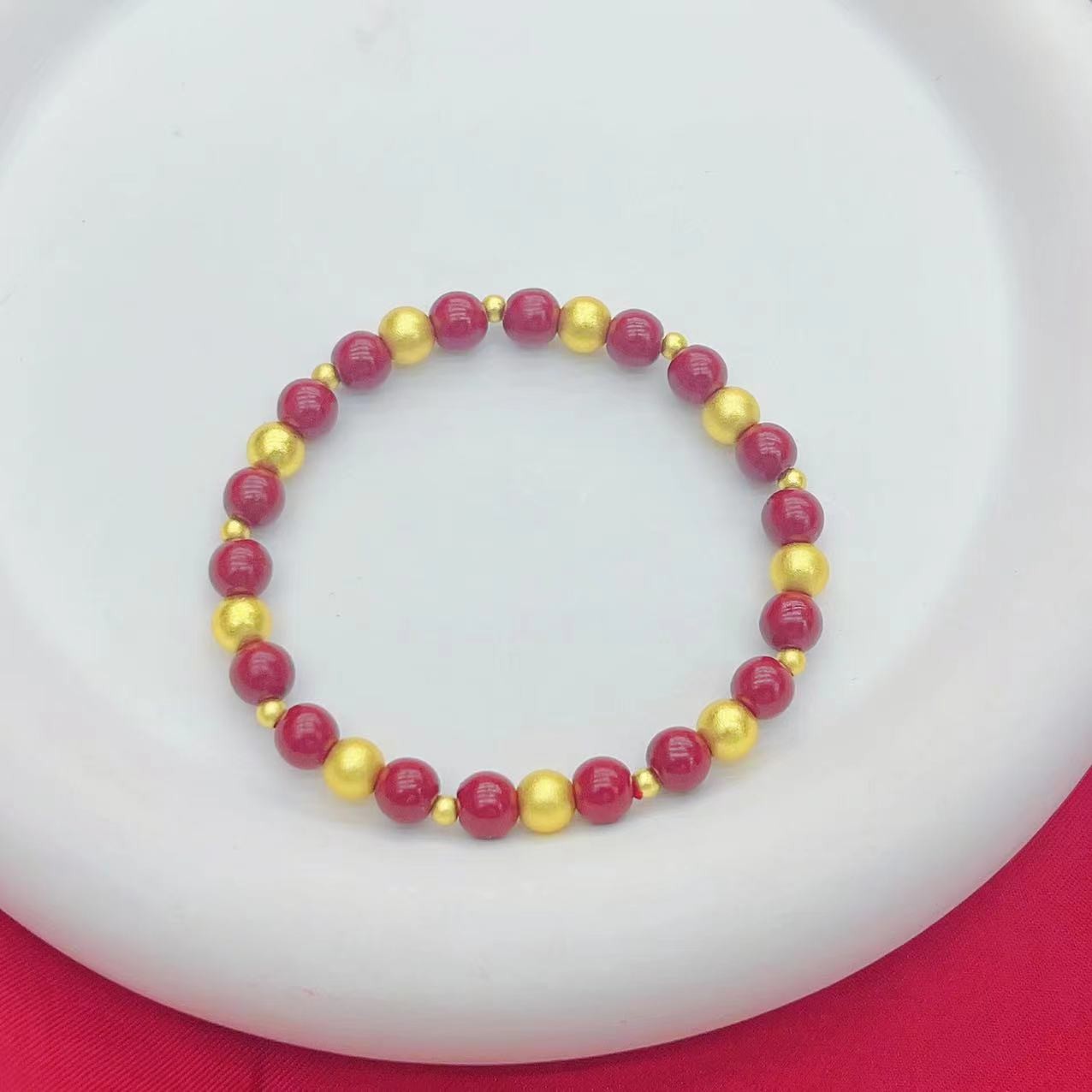 含辰砂工艺品【传杰专属】高含量正品紫金砂朱砂磨砂转运珠手串V73