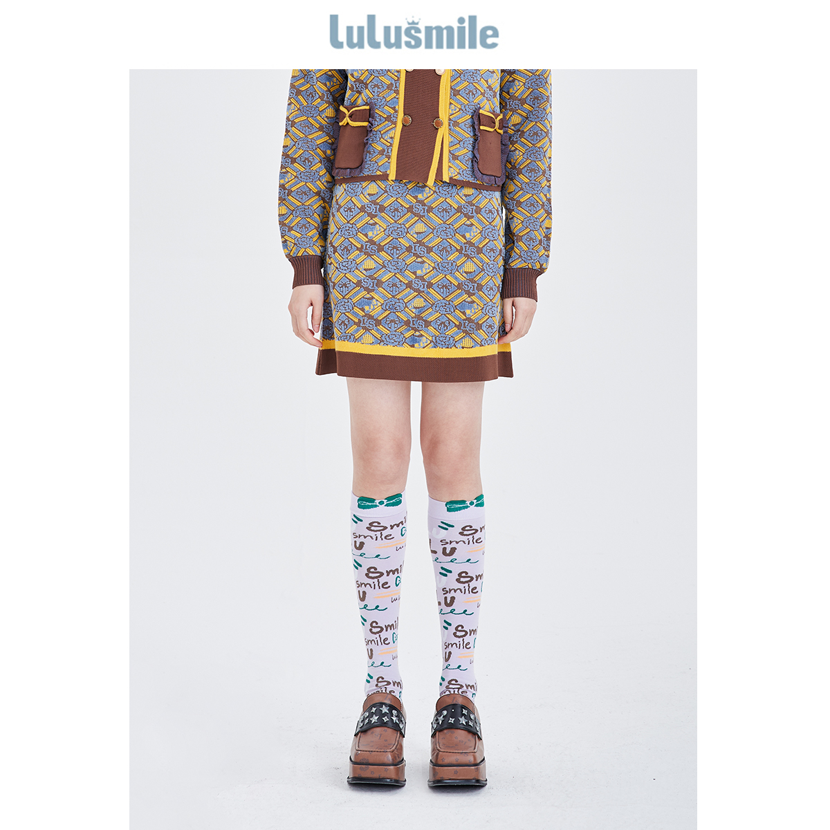 lulusmile新款休闲通勤针织提花包臀裙女士休闲半身裙DND0058