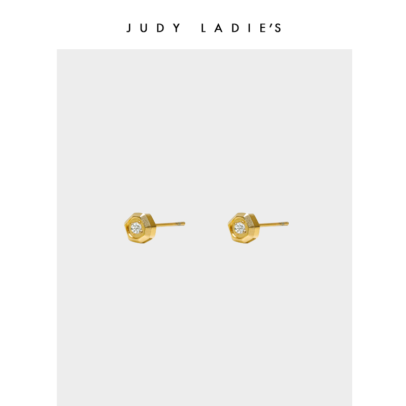 JUDY LADIE'S 钛钢耳饰 贝塔锆石耳钉女 原创小众设计迷你小耳钉