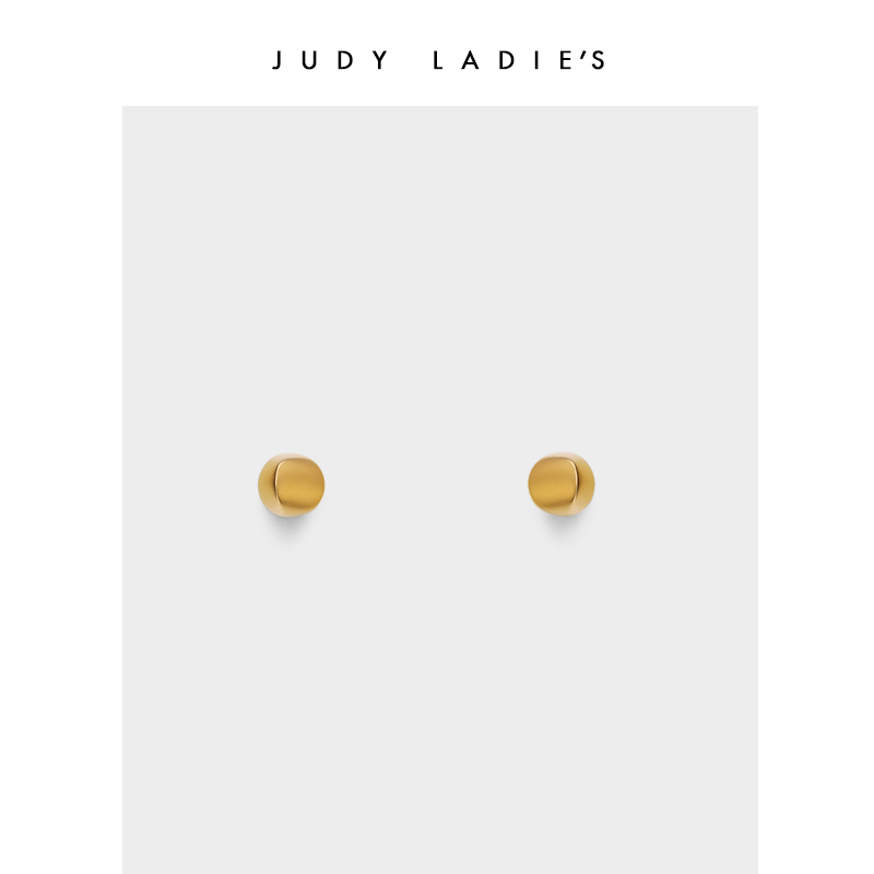 JUDY LADIE'S 钛钢耳饰 MINI18K金色新磨砂耳钉女 迷你小耳钉简约