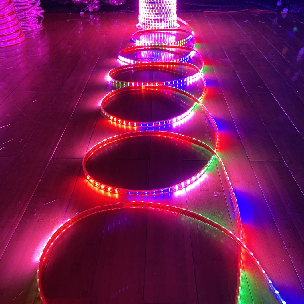 黑金刚高亮双排高亮旋转LED灯带户外防雨防水防冻流水彩灯家用