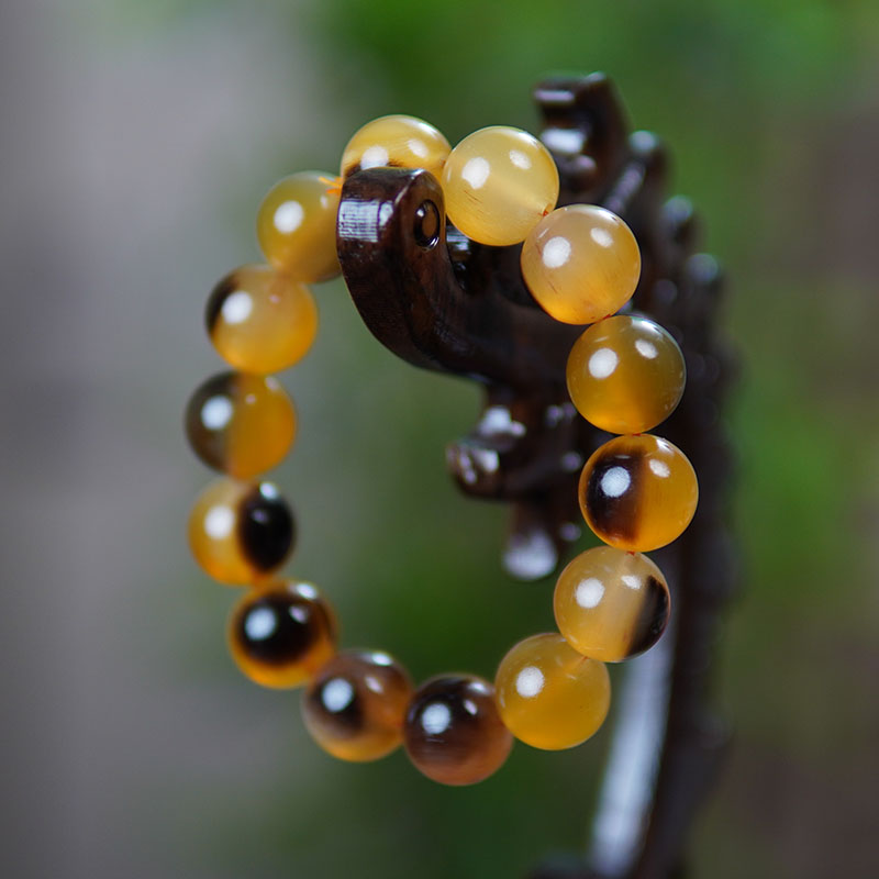 非金属珐琅手链 天然半山半水黑驴蹄半玉化手串手链单圈