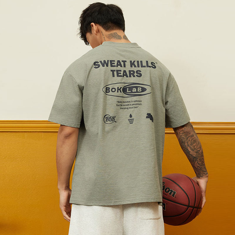 BOK夏季美式篮球运动短袖男速干健身训练圆领t恤投篮服宽松半袖