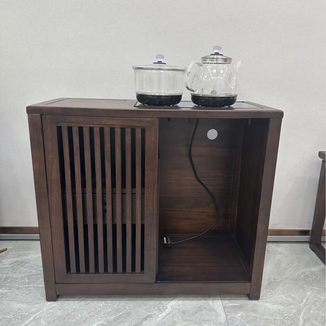 乌金木茶水柜泡茶柜茶边柜办公家用新中式烧水禅意客厅简约阳台