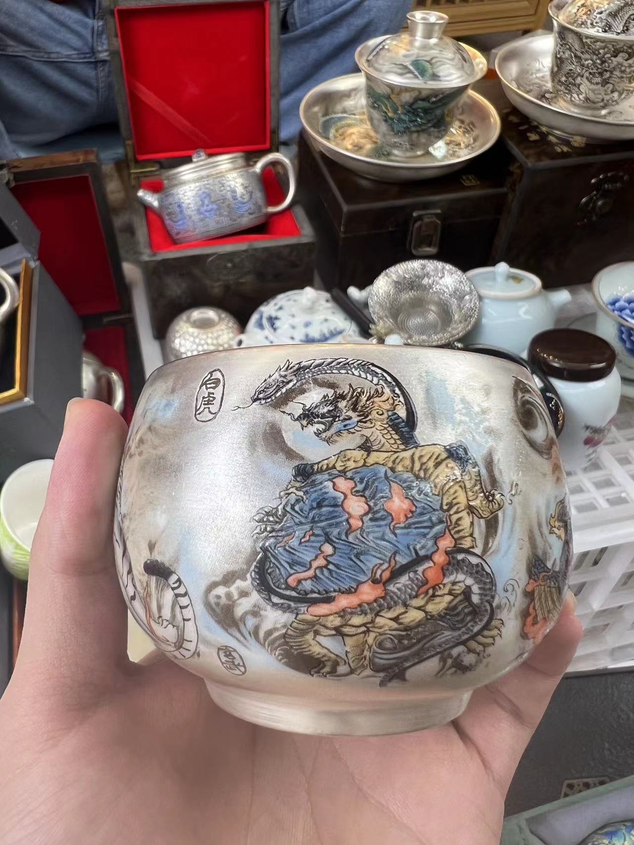 四大神兽大号银缸杯1236