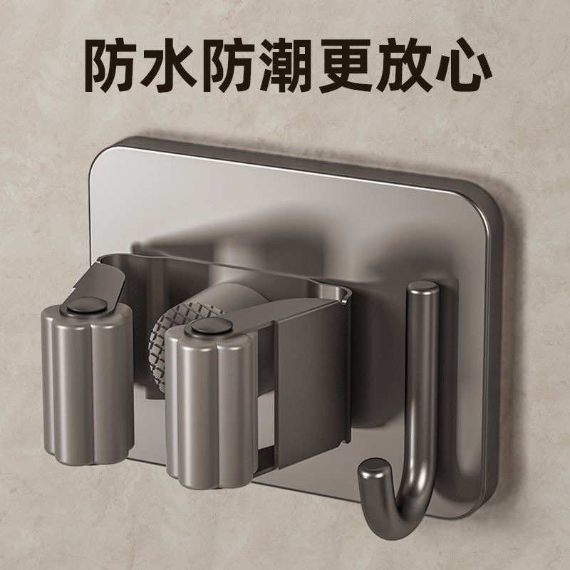 拖把挂钩免打孔卫生间收纳拖把夹壁挂神器强力粘胶贴墙挂钩粘钩